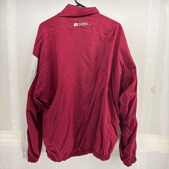 Vintage Russell Athletic Mens XL Windbreaker Track Jacket 90s Full Zip White Red - Picture 2 of 3
